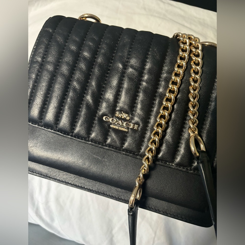 Coach quilted pillow black leather handbag crossbody